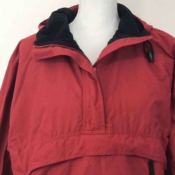 LLBEAN Squall Fleece Lined Fall Winter Ski Rain Coat Half Zip Hoodie Red Large - Picture 6 of 12
